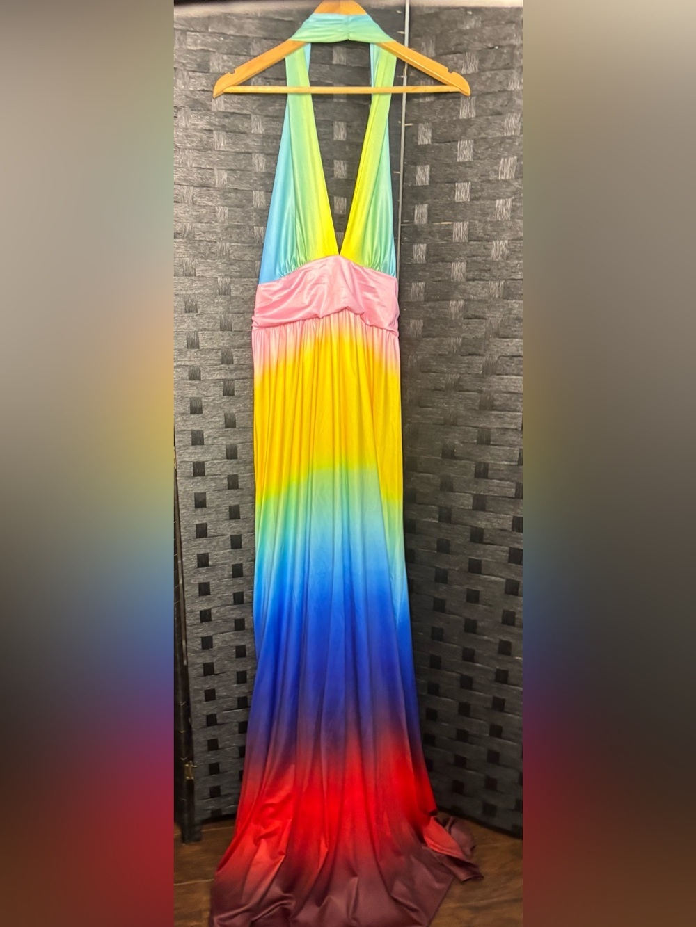Rainbow Ombre Halter Maxi Dress NWOT 2XL - Picture 3 of 16